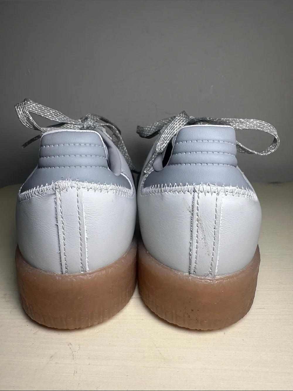 Adidas Sambae platform Women’s Gray clud & White Leather Suede Sneakers